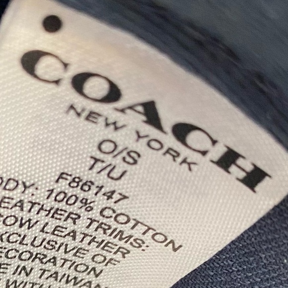 Coach Leather C Logo Varsity Baseball Hat Blue - Picture 7 of 10